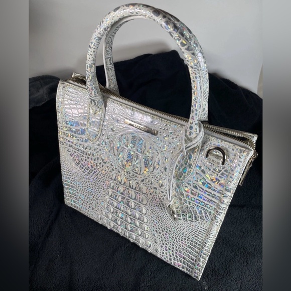 Brahmin Iridescent Caroline Satchel Embossed Tote Bag - Picture 2 of 8